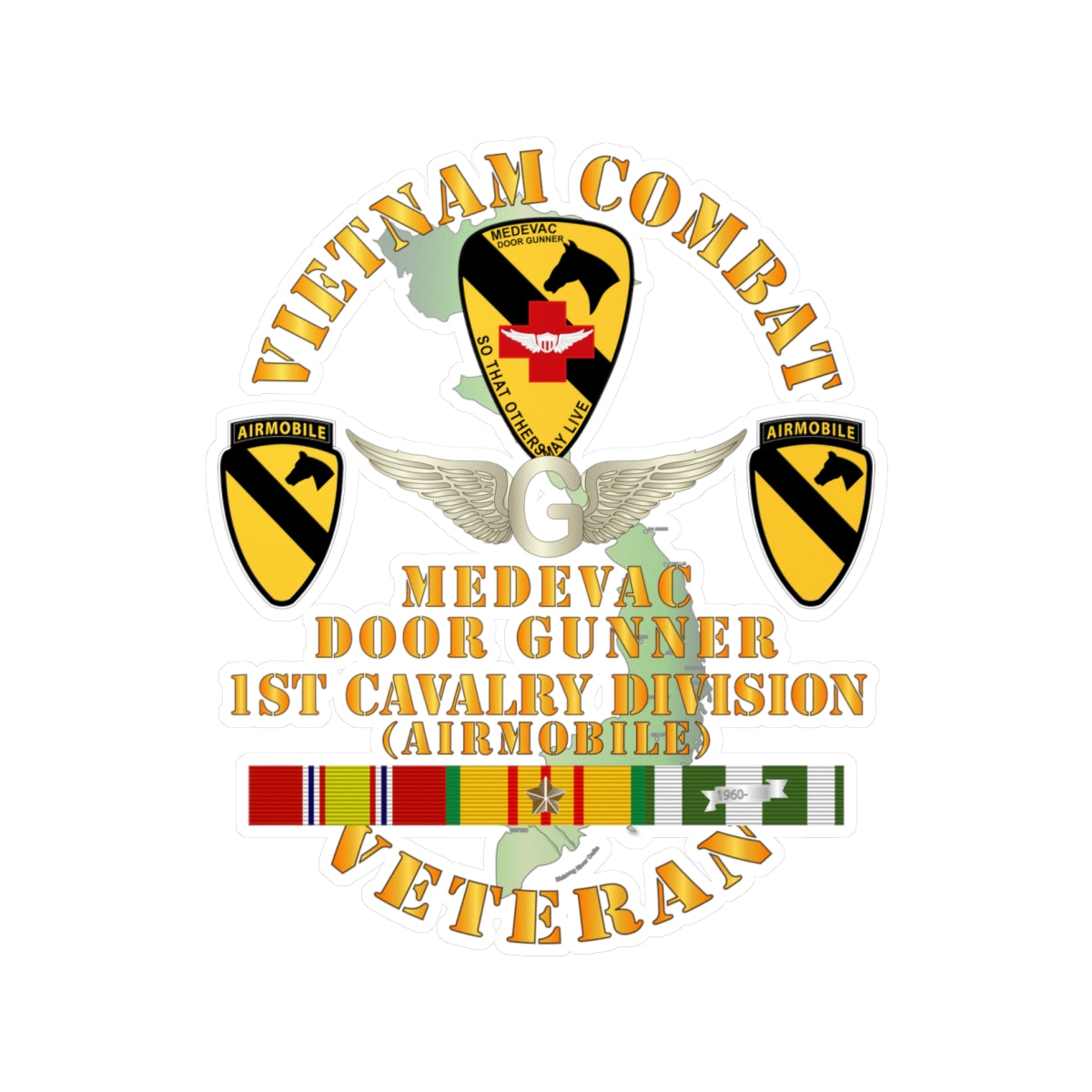 Kiss-Cut Vinyl Decals - Army - Vietnam Combat Veteran - Medevac - Door ...