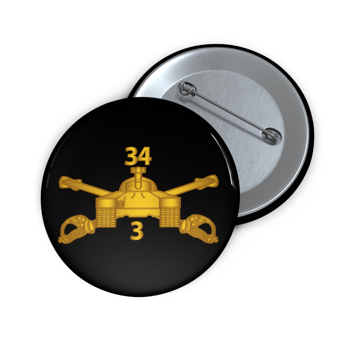 Team Button Army Custom Pin Buttons - Army - 3rd Bn 34th Armor - Armor Branch wo Txt ...